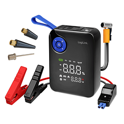 4-in-1-Starthilfegert, Powerbank, Luftpumpe, Notlicht, 12 V/7200 mAh, schwarz