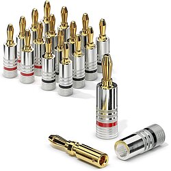 Bananenstecker 16er-Set, fr alle Lautsprecherkabel bis max. 6mm 16 Stck mit Farbcodierung (8x rot, 8x schwarz)
