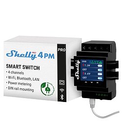 Shelly Pro 4PM / Wlan, LAN & Bluetooth 4 Kanle mit Farbdisplay
