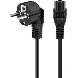 Netzanschlusskabel (Schutzkontakt) abgewinkelt, 3 m, Schwarz